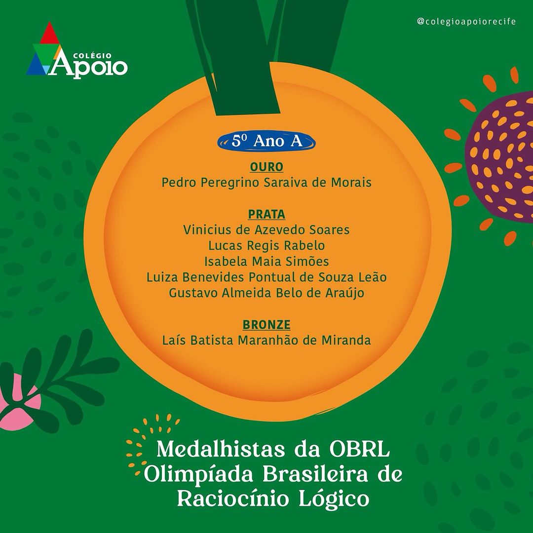 Medalhistas Apoio na Olimpíada Brasileira de Raciocínio Lógico