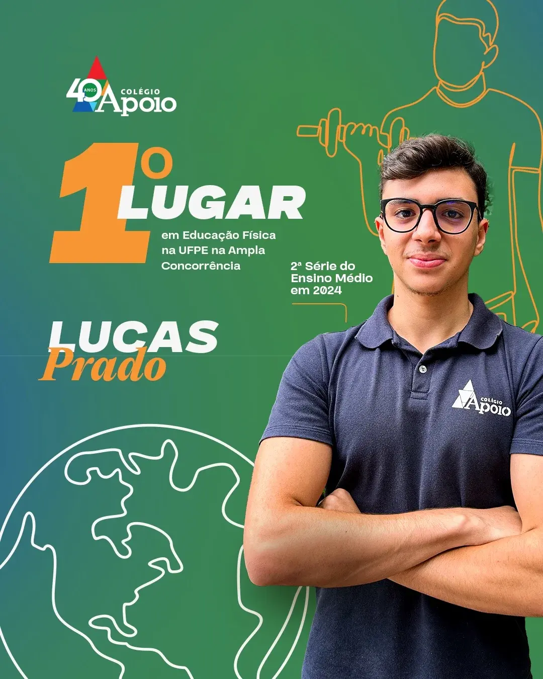 1º lugar no curso de Educação Física na UFPE é do Colégio Apoio