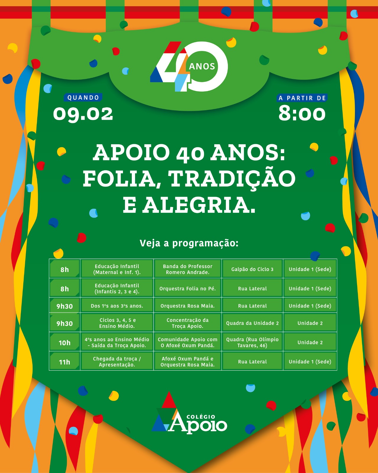 APOIO 40 ANOS: FOLIA, TRADIÇÃO E ALEGRIA | CARNAVAL APOIO 2024